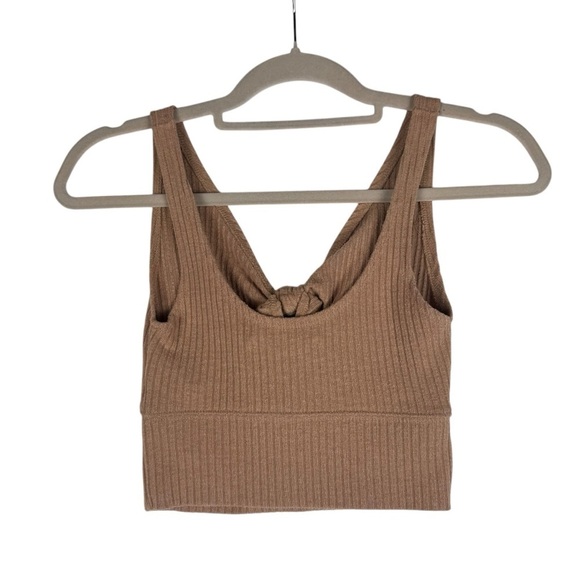 Abercrombie & Fitch Tie Knot Crop Ribbed Tank Top Size XXS Tan - Picture 3 of 4